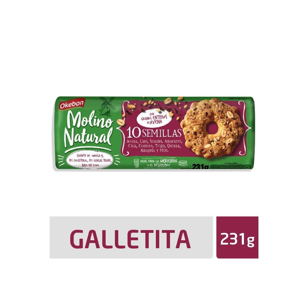 ARGENSEND | Galletitas 10 Semillas Okebon Paq 231 grm